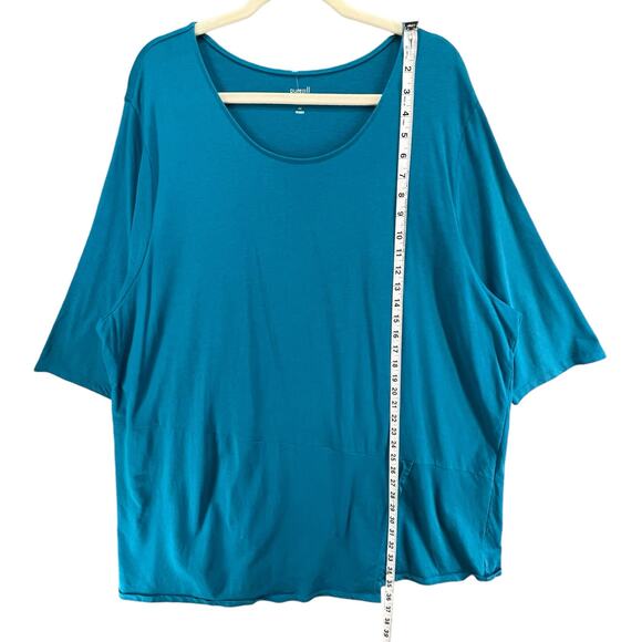 J Jill Pure Jill Wrap Tunic 4XL Teal Blue Scoop Neck 3/4 Sleeve Top Coastal Cozy - Picture 6 of 14